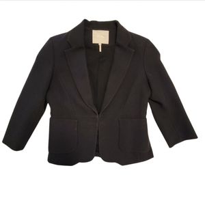 MAJE Women's US 8 Black Crepe Short Crop 3/4 Sleeve Blazer Business Work Jacket
